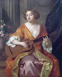 Portret pani Moll Davies, kochanki Karola II, kwiaty namalowane przez Jeana Baptiste Monnoyera (1636-69)